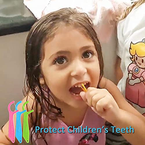 FAMILIFE Floss Picks Mint Dental Floss Picks with 4 Travel Handy Cases 240 Count Flossers and FAMILIFE Kids flossers Toddler Threaders Children Unwaxed Unflavored Fluoride Free Dental Floss Child Kid