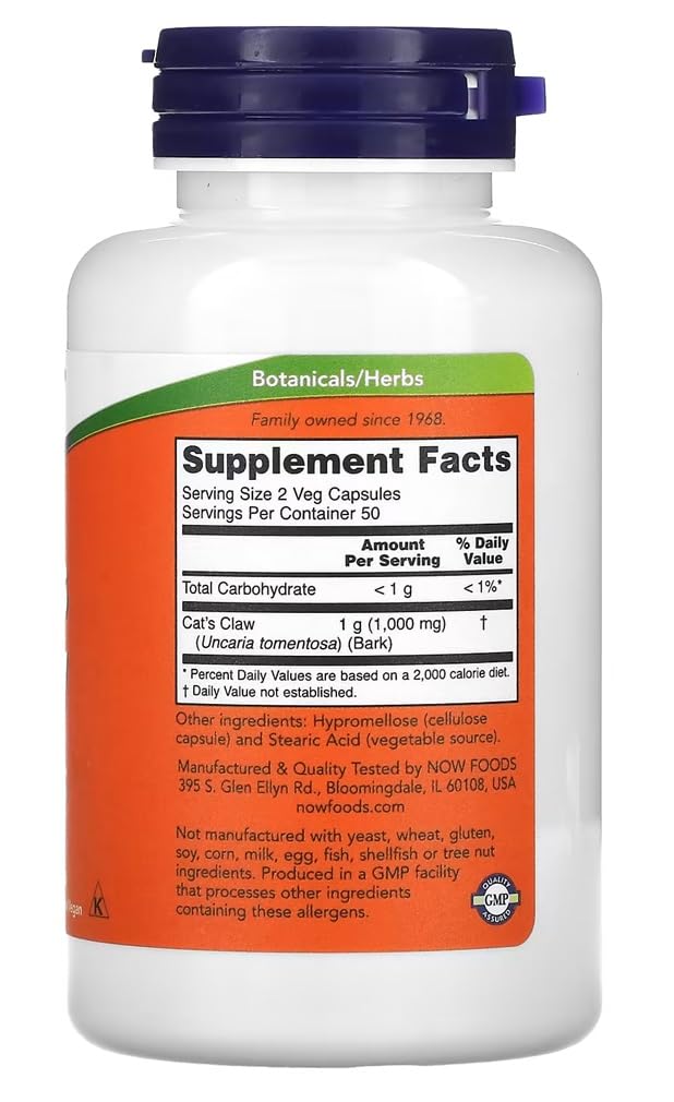 NOWFoods Now Foods – Cat's Claw | Herbal Immune and Inflammatory Support – 500mg, 100 Veg Capsules