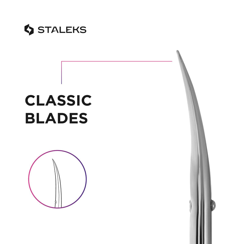 Staleks Exclusive 20 Type 1 Cuticle Scissors (Magnolia) – Professional Manual Sharpening and Classic Curved Blades