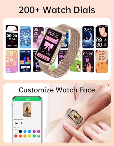 RUIMEN Fitness Tracker, Fitness Watches for Women Men with Heart Rate Monitor Blood Oxygen Sleep Tracker Pedometer, 1.47" Smart Watch Step Calorie Counter for Android iOS IP68 Waterproof (Gold)