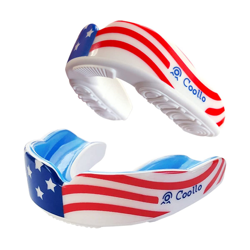 Boil and Bite Mouth Guard (Youth & Adult) Custom Fit Sport Mouthpiece for Football, Hockey, Rugby, Lacrosse,Boxing,MMA(Free Case Included) American Flag Adult -Ages 11 & Above - BeesActive Australia