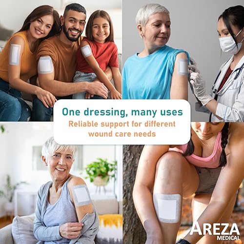 Areza Medical - Bordered Gauze Island Dressing - Wound Dressing - Latex Free - sterile - 6" x 6" - 20 per Box (Pack of 2) 6" x 6" - 20 PCS (Pack of 2)
