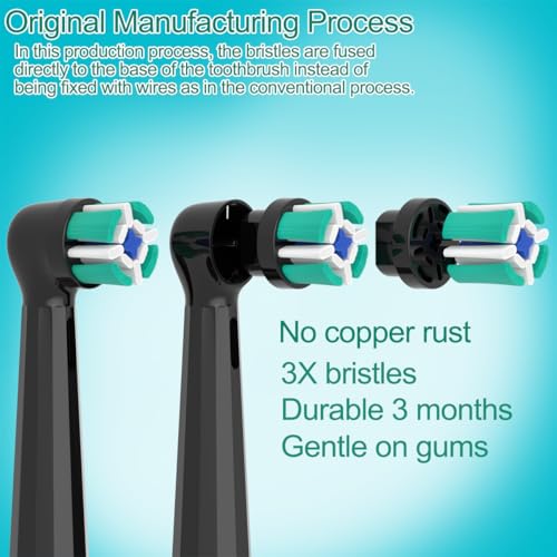 Replacement Heads Compatible with Oral B iO Electric Toothbrush, Soft Toothbrush Heads Fit for Oral-B iO 2/3/4/5/6/7/8/9/10 Series with Covers, Black 8pcs 8 Count (Pack of 1)
