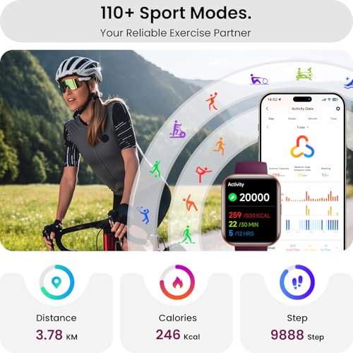 ENOMIR Smart Watch for Women Men, Call, Alexa, Health Monitor Fitness Watch Purple