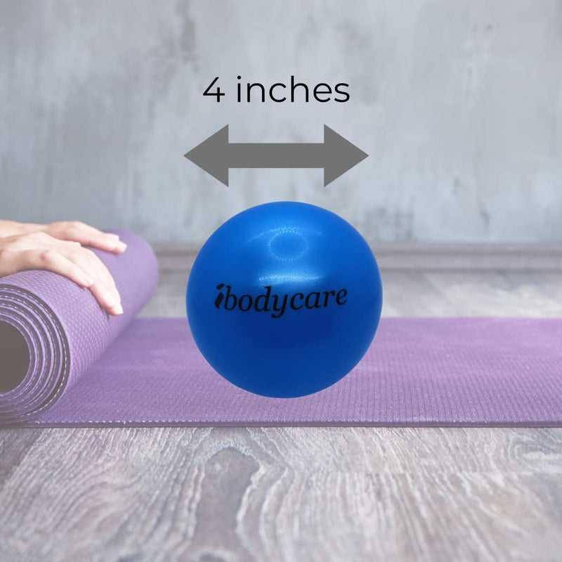 Pilates 4" (10cm) Mini Ball for AeroPilates, Yoga, Fitness, Strength, Mat Pilates Blue-with-Pump