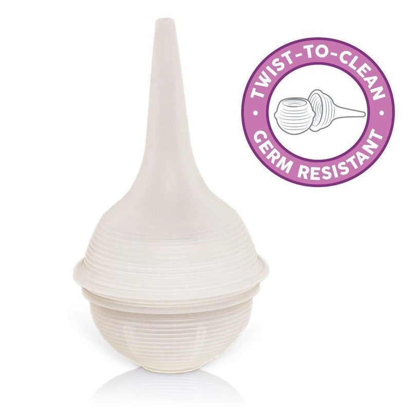 Innovo Hospital Grade Silicone Twister Bulb Baby Nasal Aspirator, Snot Sucker and Mucus Sucker, Non-Toxic Nasal Bulb, Cleanable and Reusable Ear Syringe Snowwhite