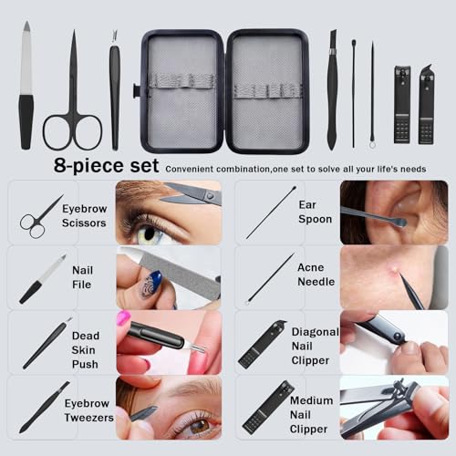 8-Pc Manicure Set,Stocking Stuffers for Men,Teen Boy,Gift Ideal for Husband Set of 8
