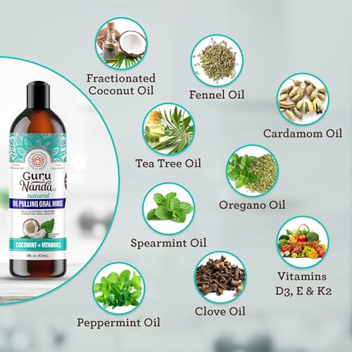 GuruNanda Naturally White Kit - Teeth Whitening Strips & Cocomint Pulling Oil for a Brighter Smile & Fresher Breath