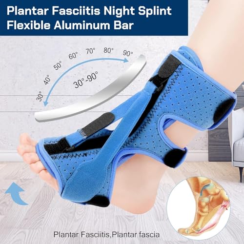 Plantar Fasciitis Night Splint-Upgrade 3 Adjustable Plantar Facetious Relief Brace,Night Splint for Plantar Fasciitis Women & Men,Eases Plantar Fasciitis Foot Drop Achilles Tendonitis(1PC,Blue)