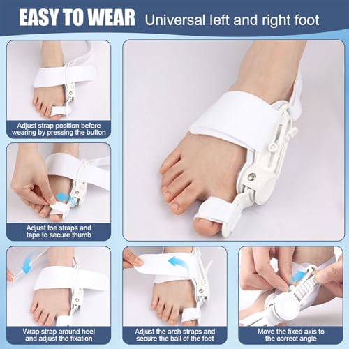 Bunion Corrector for Women & Men - Adjustable Nighttime Big Toe Straightener Bunions Splint with ABS Support for Hallux Valgus Relief Hammer Toe Brace Sleeping Home Use Left/Right Feet - 1PC Black 1