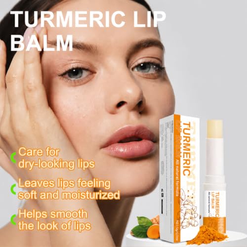 INSEEK Turmeric and Lemon Lip Scrub and Turmeric Lip Balm for Dark Lips, Lip Scrubber Exfoliator with Aloe Vera Deep Moisturizing, Nourish Dry Cracked Chapped Lips