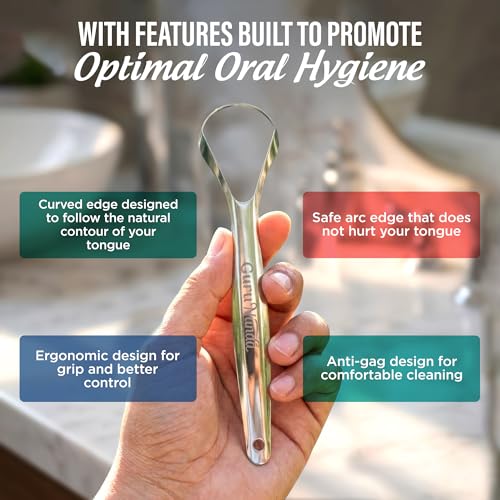 GuruNanda Stainless Steel Tongue Scraper (Pack of 12), Fight Bad Breath, Medical Grade 100% Stainless Steel Tongue Cleaner, Tongue Scraper for Adults and Kids, Great for Oral Care, Travel Friendly Spoon Shaped 1 Count (Pack of 12)