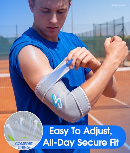 Cubital Tunnel Elbow Brace for Women and Men, Elbow Support for Ulnar Nerve Gray-Fits More
