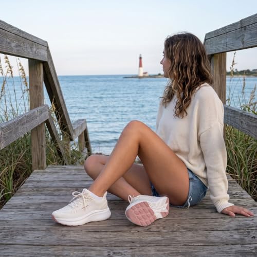 JACKSHIBO Wide Toe Box Shoes Women Orthopedic Plantar Fasciitis Sneakers 9 Wide Toe Box Almond