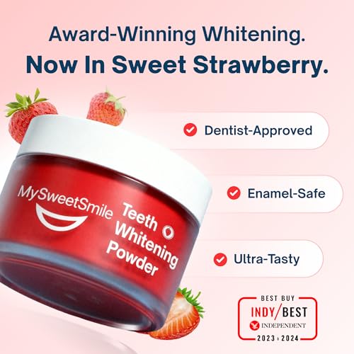 MySweetSmile 3-in-1 Teeth Whitening Powder – 6 Month Supply – Strawberry