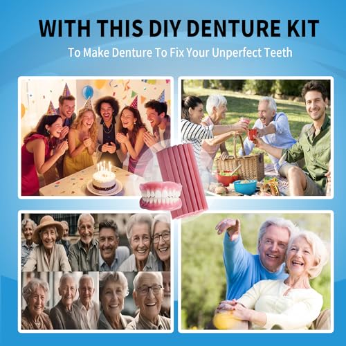 DIY Denture Kit Full Set of Top & Bottom Fake Teeth for at-Home Smile Enhancement,Crafting Partial or Full Denture for Comfortable,Easy & Universal Fit