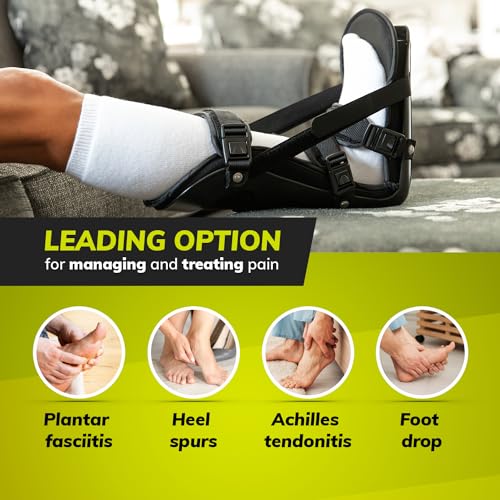 BraceAbility Sleeping Stretch Boot - Plantar Fasciitis Night Foot Splint Adjustable Achilles Tendonitis Brace for Fascia, Tendon and Calf Stretching, Heel and Bone Spur or Arch Pain Treatment (Large) Large