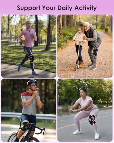 ABYON Lightweight Hinged Knee Brace for Meniscus Tear, Arthritis, ACL, MCL Pain – Adjustable 360° Wraparound Strap & Dual-Side Stabilizers for Maximum Knee Support & Injury or Surgery Recovery for Men and Women X-Large Black-Pink