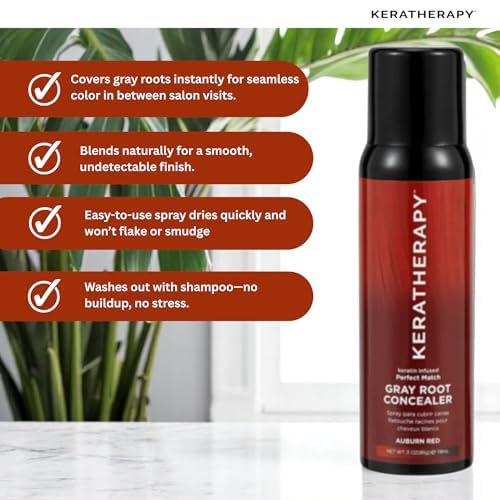 Keratherapy Keratin Infused Perfect Match Gray Root Concealer Spray, Auburn Red, 3 oz, 118 ml - Root Cover Up Spray to Hide Gray Roots - Keratin Therapy Hair Darkening & Temporary Scalp Concealer 3 Ounce (Pack of 1)