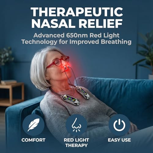 2-in-1 Red Light Therapy Device for Nose & Ears, Red Light Therapy for Ear Relief, Infrared Nasal Therapy Device, Neck Hanging Earbuds, Portable, Light-weight