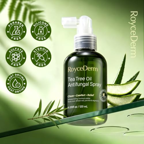 Roycederm Clotrimazole 1% Antifungal Spray for Athlete's Foot, 4.05 fl oz Tea Tree Oil Spray 1 Pack