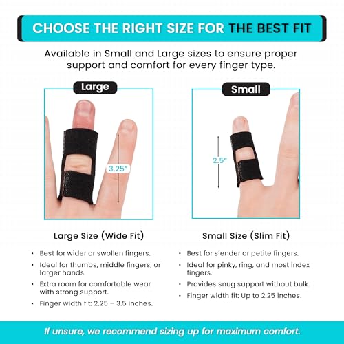 MedVance Finger Splint Universal Finger Straightener Brace & Support 3 Pack Double Strap Small
