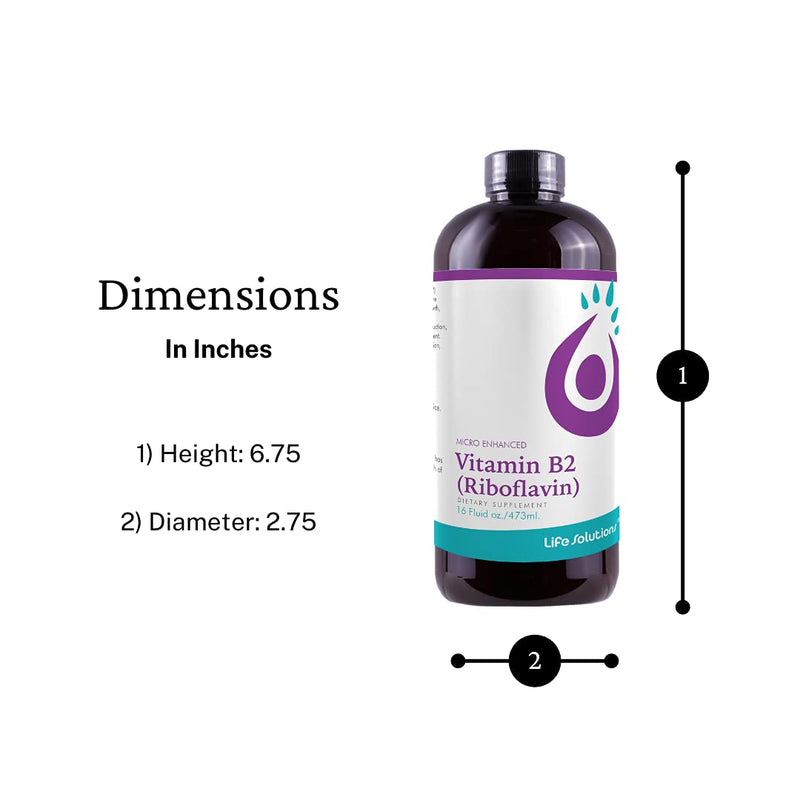 Life Solutions Vitamin B2 Liquid Dietary Supplement with 50mg Riboflavin | Per Serving, Highly Bioavailable, Pharmacist Formulated, Rapid-Sorb Technology, for Efficient Nutrient Absorption, 16 fl oz