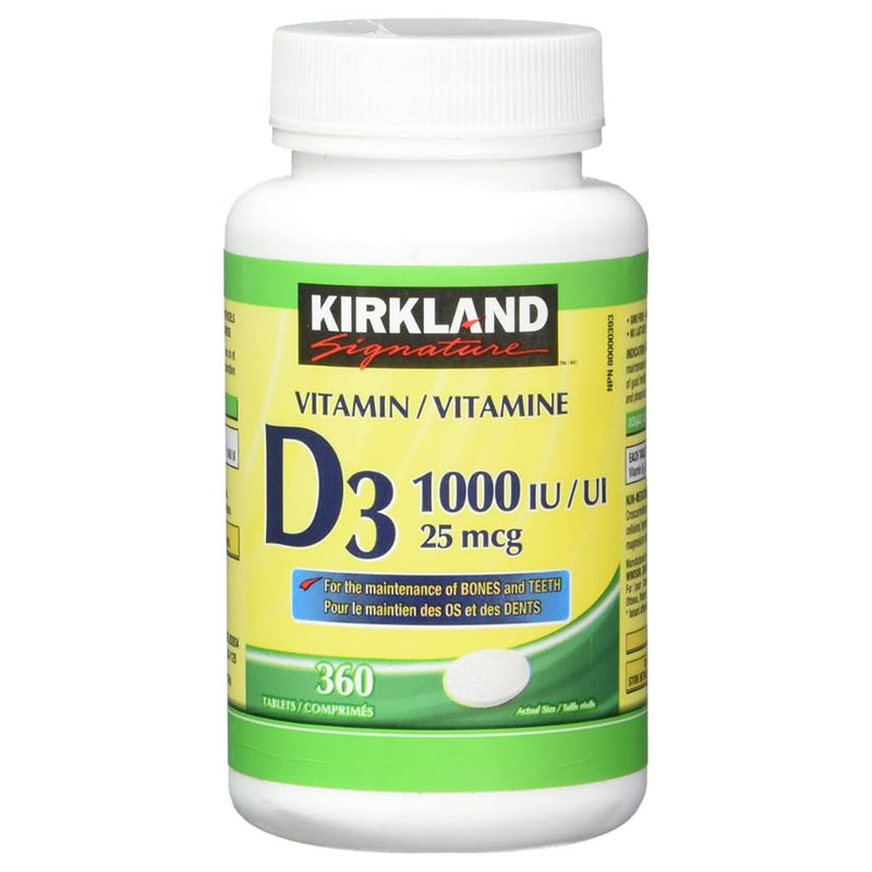(Twin Pack) 2 x Kirkland Signature Vitamin D3 1000IU/25mcg, 360 tablets 360 Count (Pack of 2)
