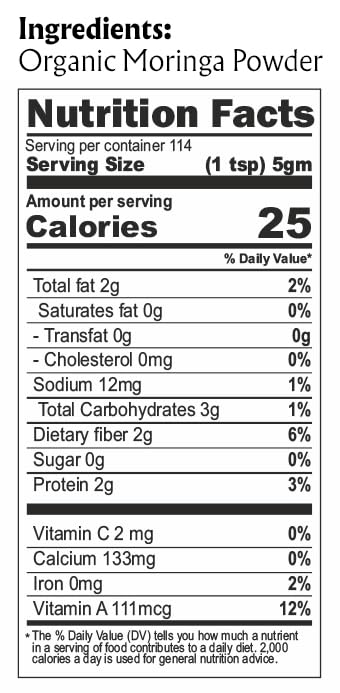 Jiva Organics Moringa Powder 1.25LB Bulk Bag - Moringa Oleifera Leaf Powder - Great for Hair, Rich in Immune Vitamin, Great Superfoods for Moringa Tea, Moringa Drink, India Grown, Vegan