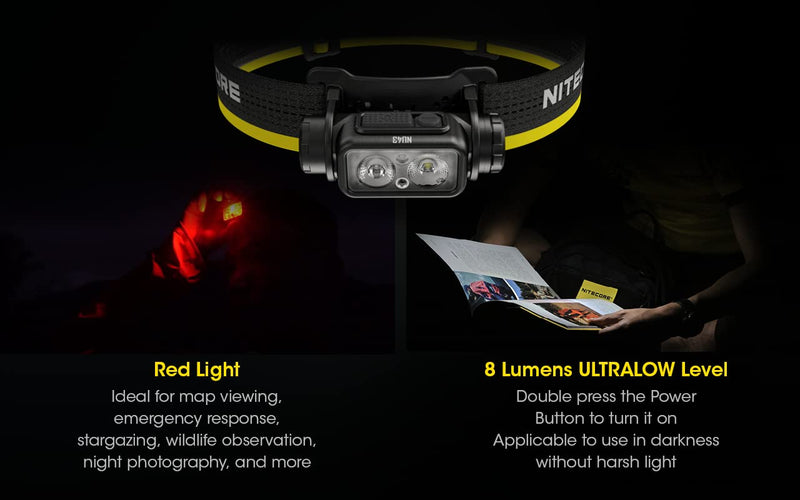 Nitecore NU43 Rechargeable Headlamp, 1400 lumens USB-C Bright Lightweight for Camping, Running, or Working, with Spotlight, Floodlight, Red Light, Including NitecoreS Sticker - BeesActive Australia