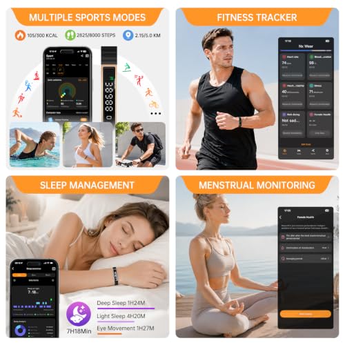 Smart Bracelet for Women Men Fitness Health Tracker with Heart Rate Sleep Silver Steel