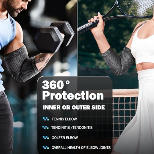 POWERLIX 2Pack Elbow Orthopedic Brace Compression Support (Pair) - Elbow Sleeve for Tennis Elbow, Golfer’s Elbow, Bursitis, and Sprains, Arthritis, Tendonitis. Pain Relief (Blue, M) Medium(2Pack) Blue