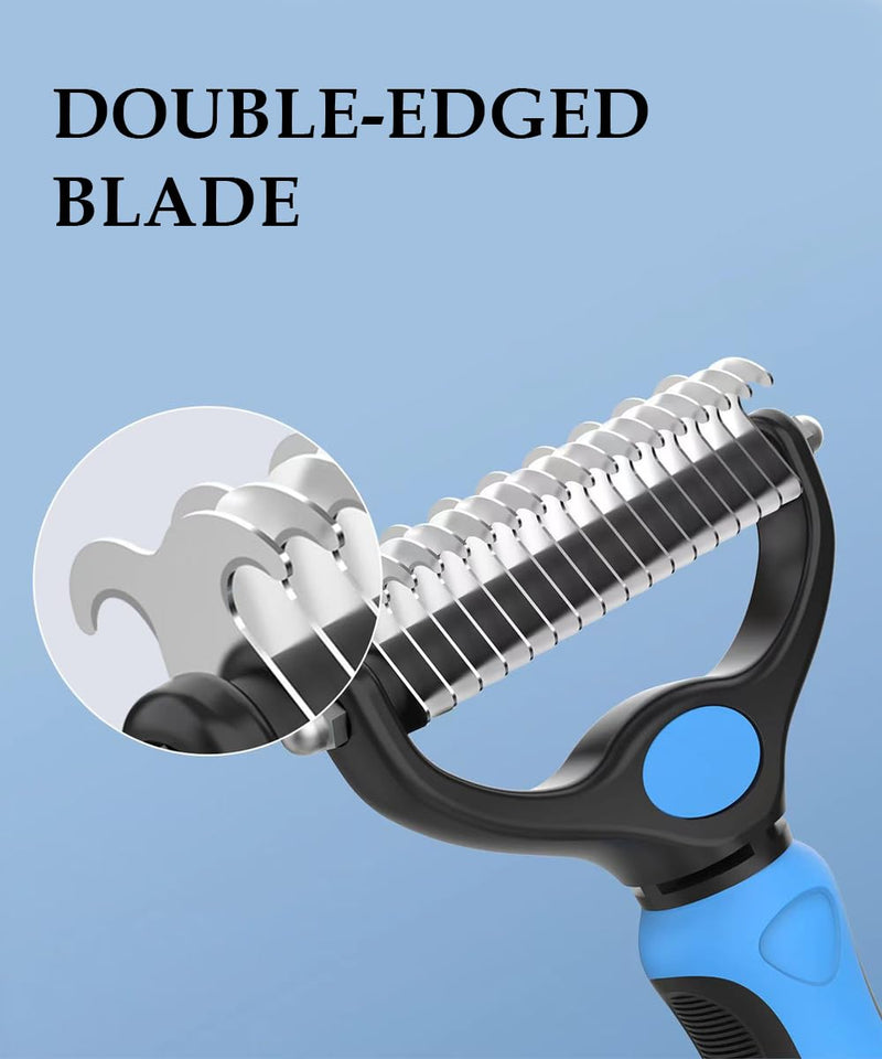 Deshedding Brush - Double-Sided Undercoat Rake for Dogs and Cats - Shedding Comb and Dematting Tool, Extra Wide, Pet Grooming Kit Essential - BeesActive Australia