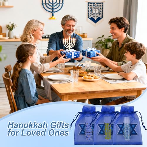 24 Pcs Hanukkah Gifts Include Lip Balm Thank You Tag Organza Bag for Women Birthday Hanukkah Gifts 24