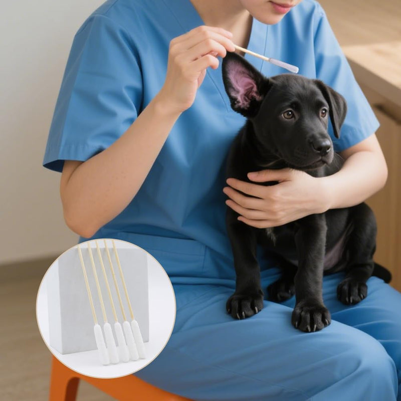 200 Pcs Pet Dog Ear Cleaner Cotton Buds, 15 cm Large Cotton-Buds Animal Ear Cleaning Cotton Swab Sticks Wax Remover for Cat Dog Ear-Wax Infection-Removal
