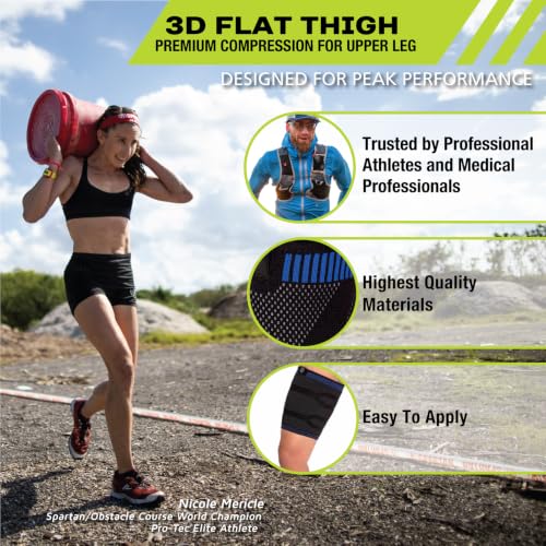 Pro-Tec Athletics 3D Flat Thigh Sleeve, Medical Grade Compression, Upper Leg Support Small