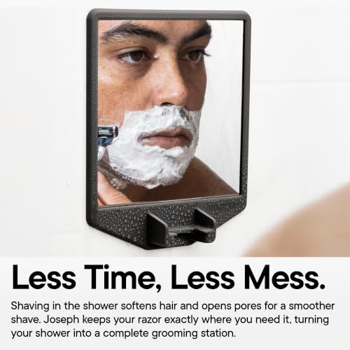 TOOLETRIES The Joseph Shower Mirror for Shaving and Razor Holder - Charcoal