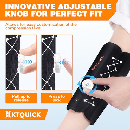 Elbow Brace with 2 Removable Metal Splints, Adjustable Knob Tennis Elbow Support for Tendonitis, Cubital Tunnel Syndrome Brace,KTQUICK Ulnar Nerve Entrapment Brace, Pain Relief,Fits Men&Women Right(M) Medium