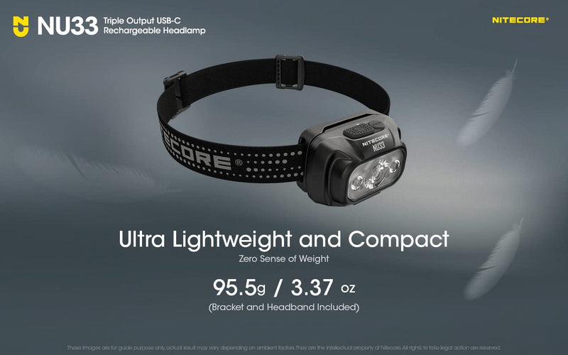 Nitecore NU33 700 Lumen Camping Headlamp, USB-C Rechargeable, Lightweight with White, Red, and Reading LEDs Sticker - BeesActive Australia