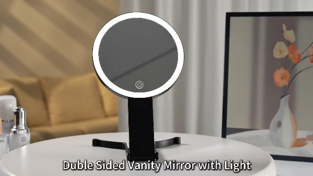 Travel Magnifying Makeup Mirror with Lights, Double Sided 40X/1X, 6inch 40x-black