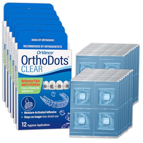 OrthoDots CLEAR 6 Pack & Braces Flosser 2 Pack – Clean and Protect Your Orthodontics