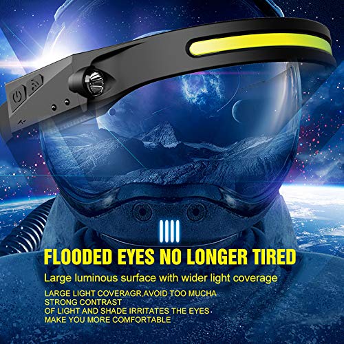 WINDFIRE Headlamp Rechargeab, 230° Wide Beam LED Head Lamp with Motion Sensor, Bright Light Bar Headlight Camping Accessories Gear for Adults, 5 Modes Head Light for Hiking, Running, Cycling Black-1