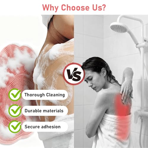 Silicone Foot Scrubber Mat, 12x12 Non-Slip, 38 Suction Cups Pink