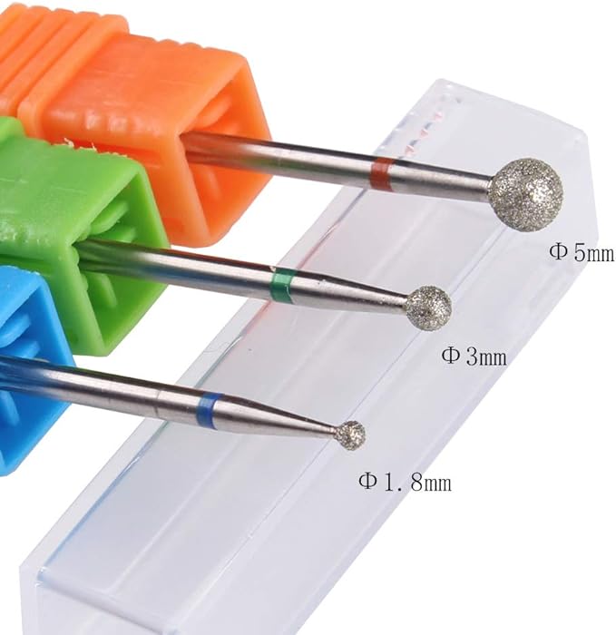 MZCMSL Ball Diamond Nail Bit Cuticle Clean Nail Art Tool 3pcs - BeesActive Australia