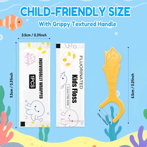 Individually Wrapped Floss for Kids 3 Colors Bulk Kids Flossers Baby Floss Toddler Flossers Cute Animal Shapes Helps Prevent Tooth Decay & Gum Diseas for Family Travel Picnics (1000) 1000