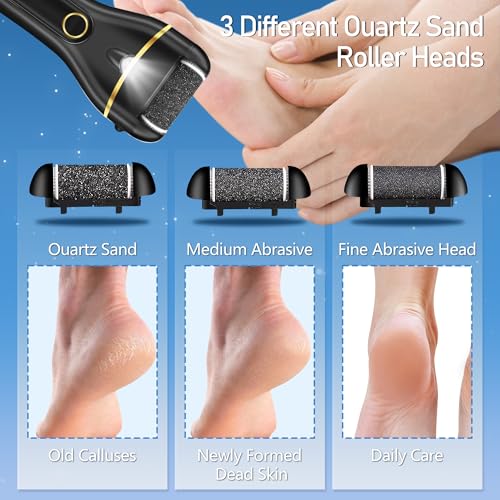 Electric Foot Callus Remover Waterproof，17 in1 Callus Remover for Feet Black