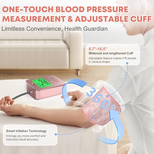 Double love Blood Pressure Monitor,Pink Blood Pressure Machine Bp Cuff Pink BP Monitor + Pink BP Cuff