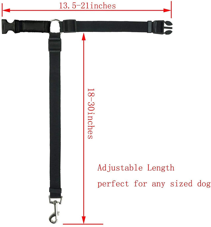 2 Packs Dog Cat Safety Seat Belt Strap Car Headrest Restraint Adjustable Nylon Fabric Dog Restraints Vehicle Seatbelts Harness (Black) Black - BeesActive Australia