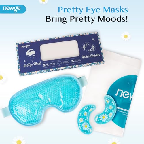 NEWGO Cooling Eye Mask for After Surgery, 1 Set Eye Pad and Eye Mask, Blue
