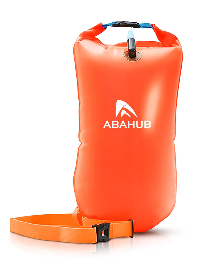 Abahub Swim Bubble Safety Tow Float Achieve Be Bright, Be Seen, Be Safer for Open Water Swimmers and Triathletes During Outdoor Swimming High Visibility Buoy Orange 15L